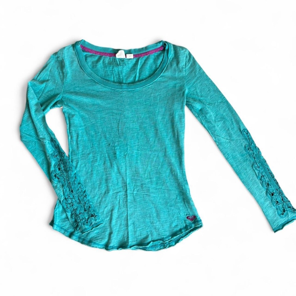 Roxy Blue Fitted Long Sleeve Blouse